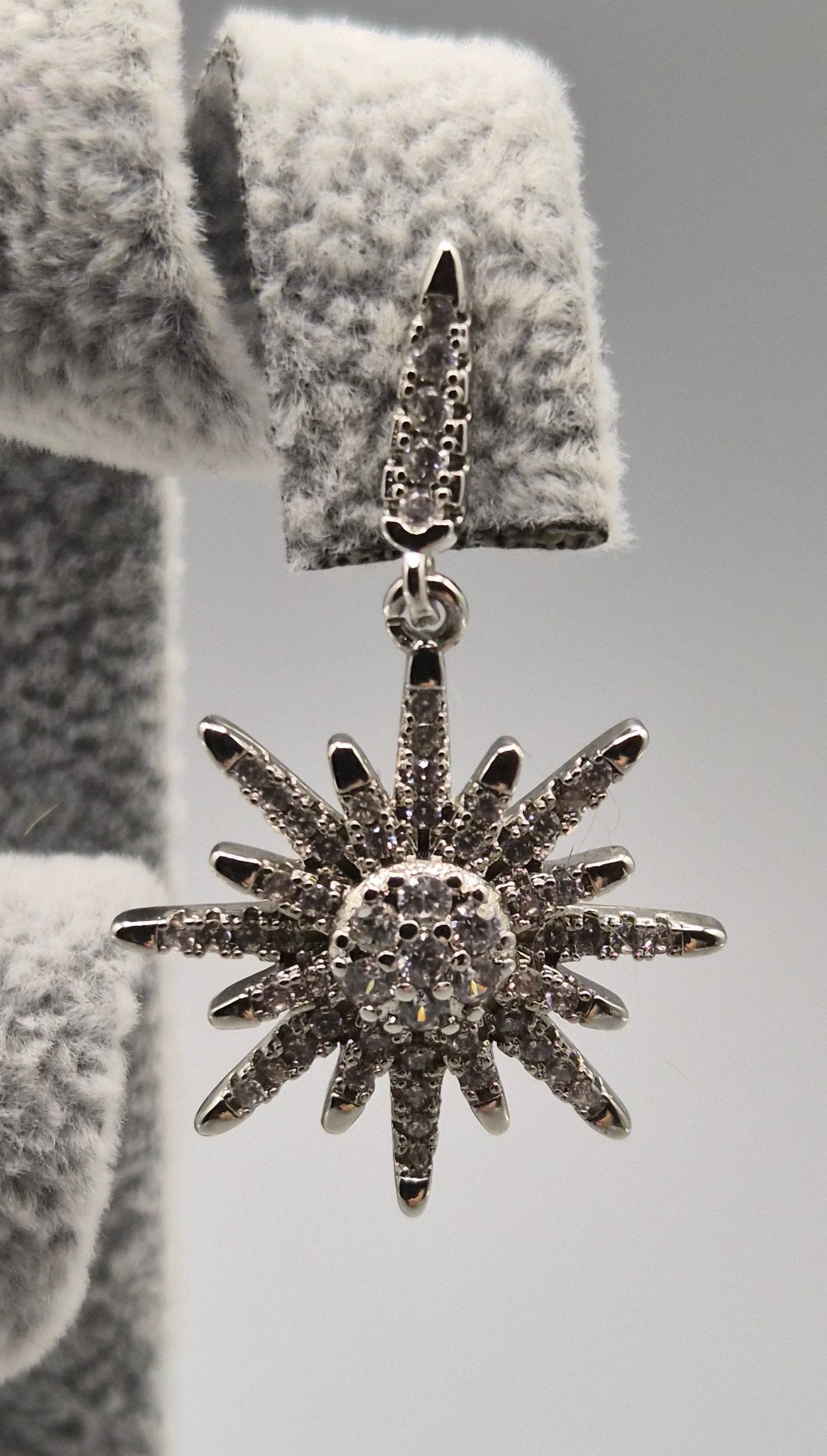 Star Burst Cubic Zirconia Drop Earrings