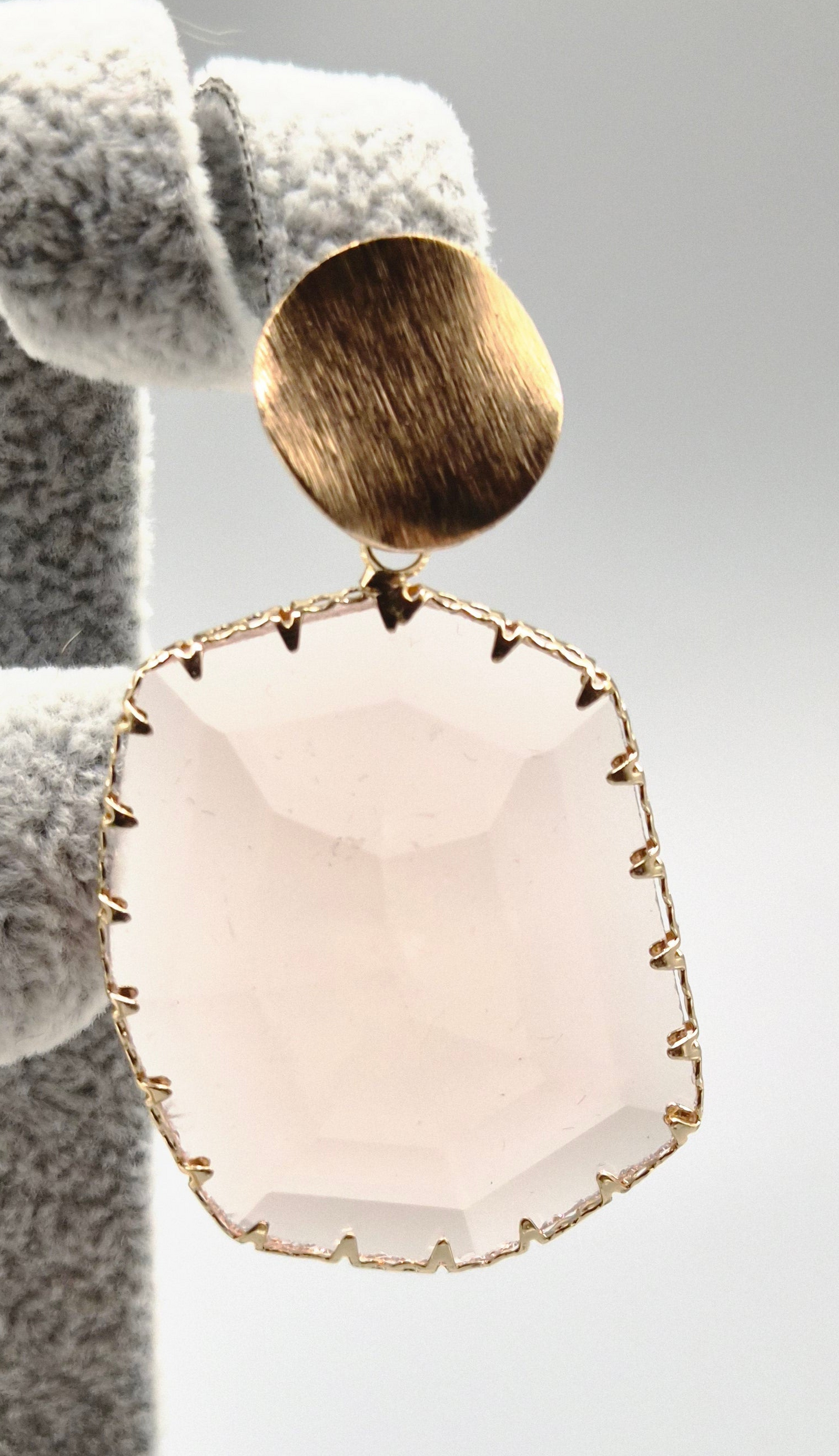 Soft Pink Faceted Glass Gold Set Drop Earrings