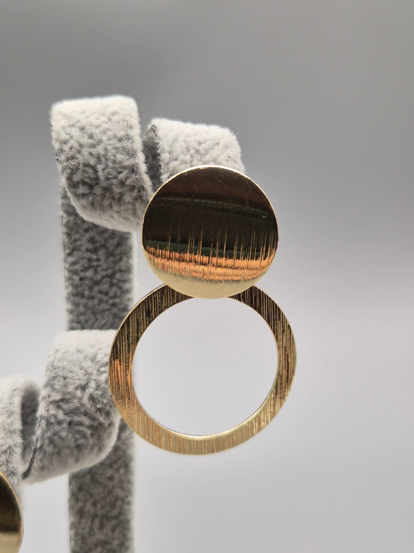 Double Full & Open Circle Gold Drop Earrings