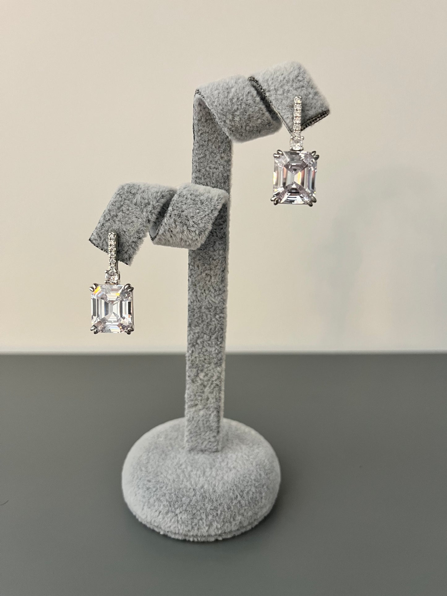 Emerald Cut Cubic Zirconia Drop Earrings