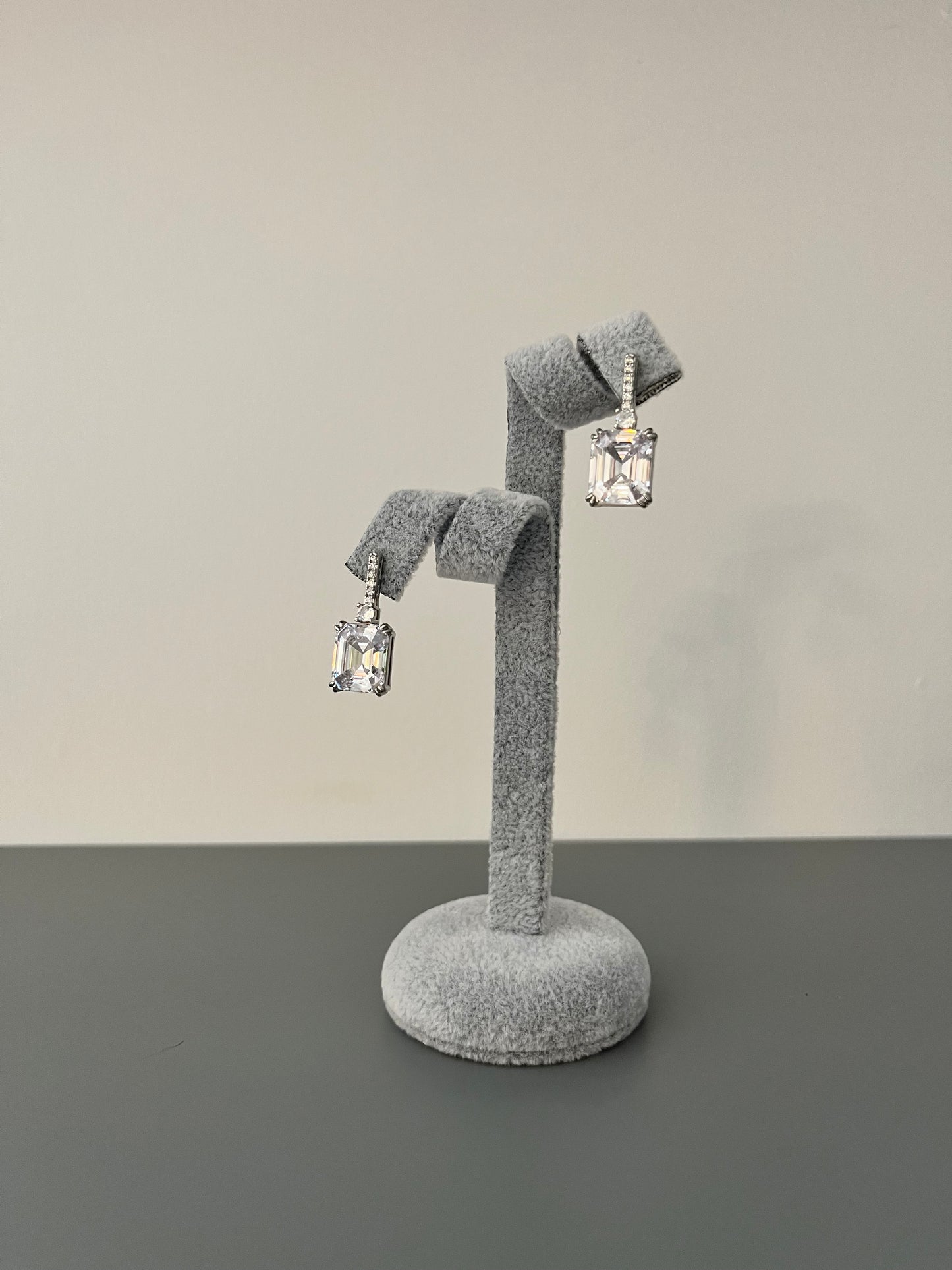 Emerald Cut Cubic Zirconia Drop Earrings
