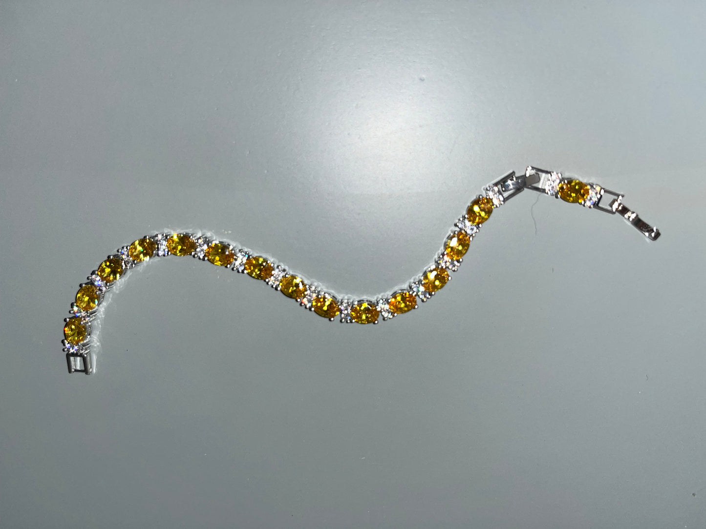 Oval Citrine & Cubic Zirconia Bracelet