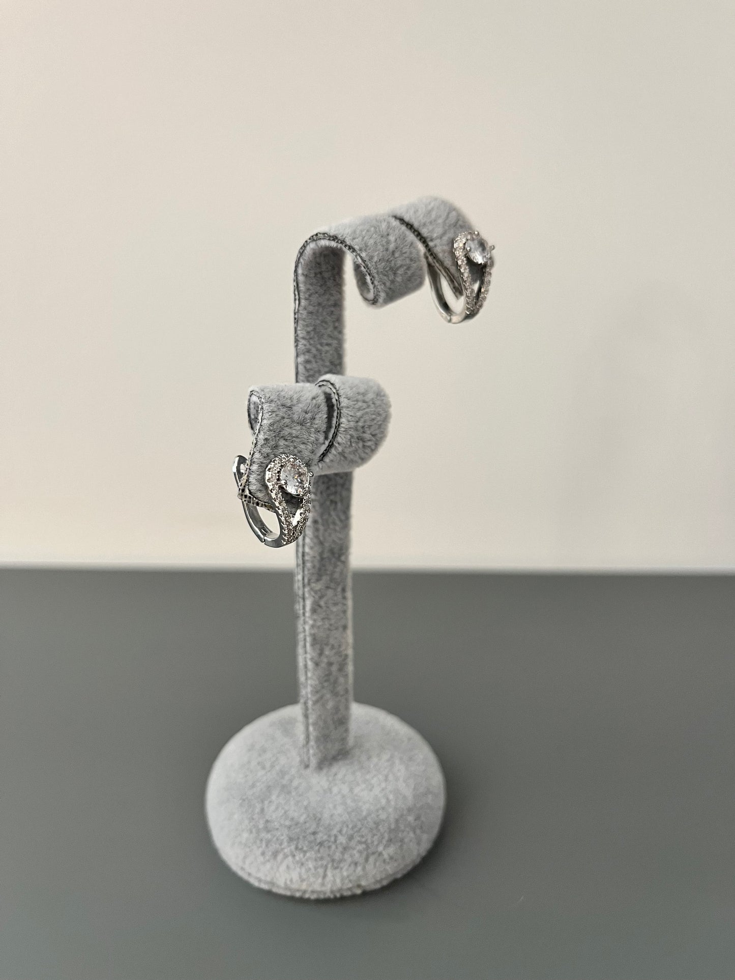 Open Pear Cubic Zirconia Hoop Earrings