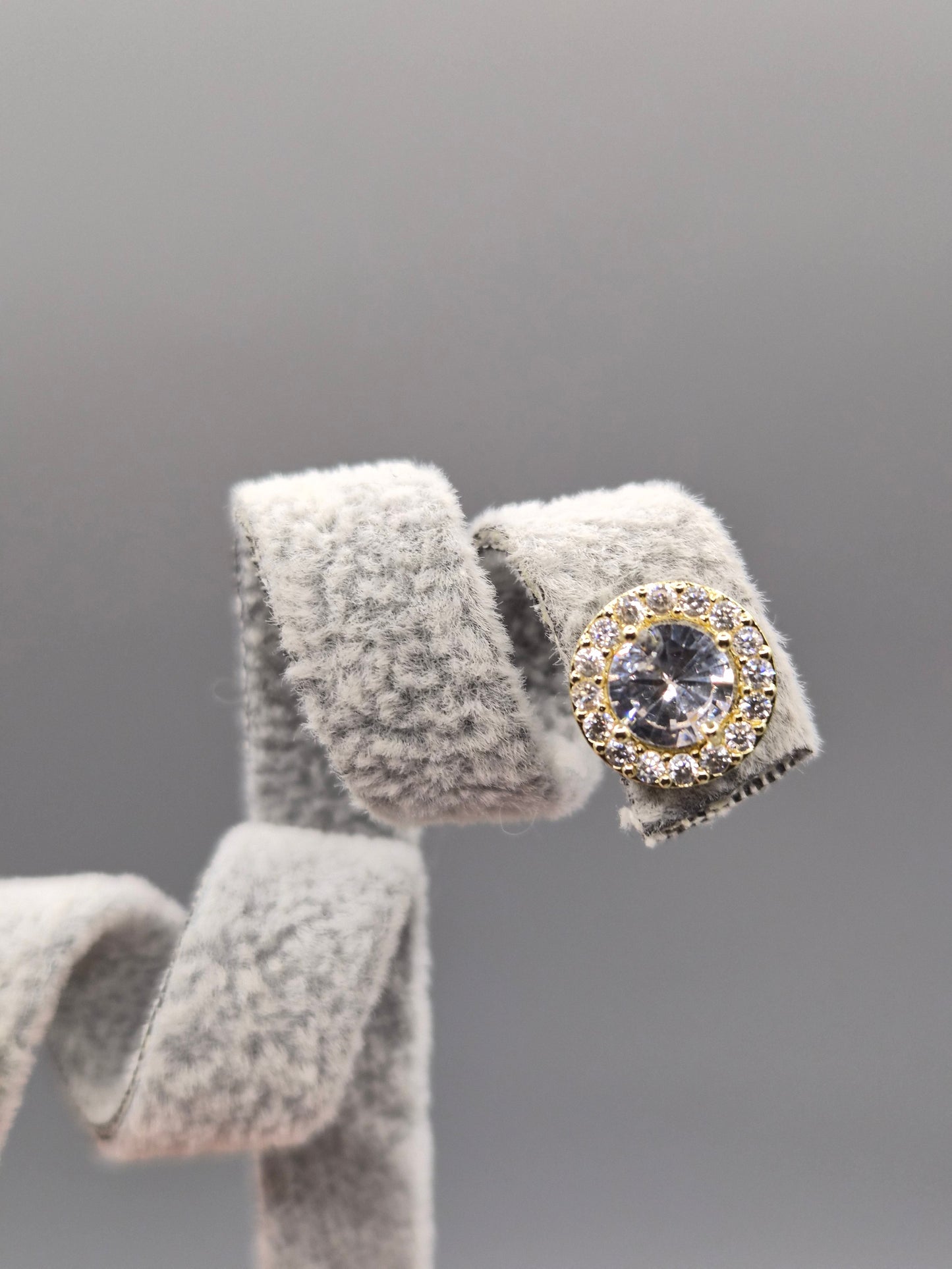 Halo Cubic Zirconia Circle Gold Plated Stud Earrings