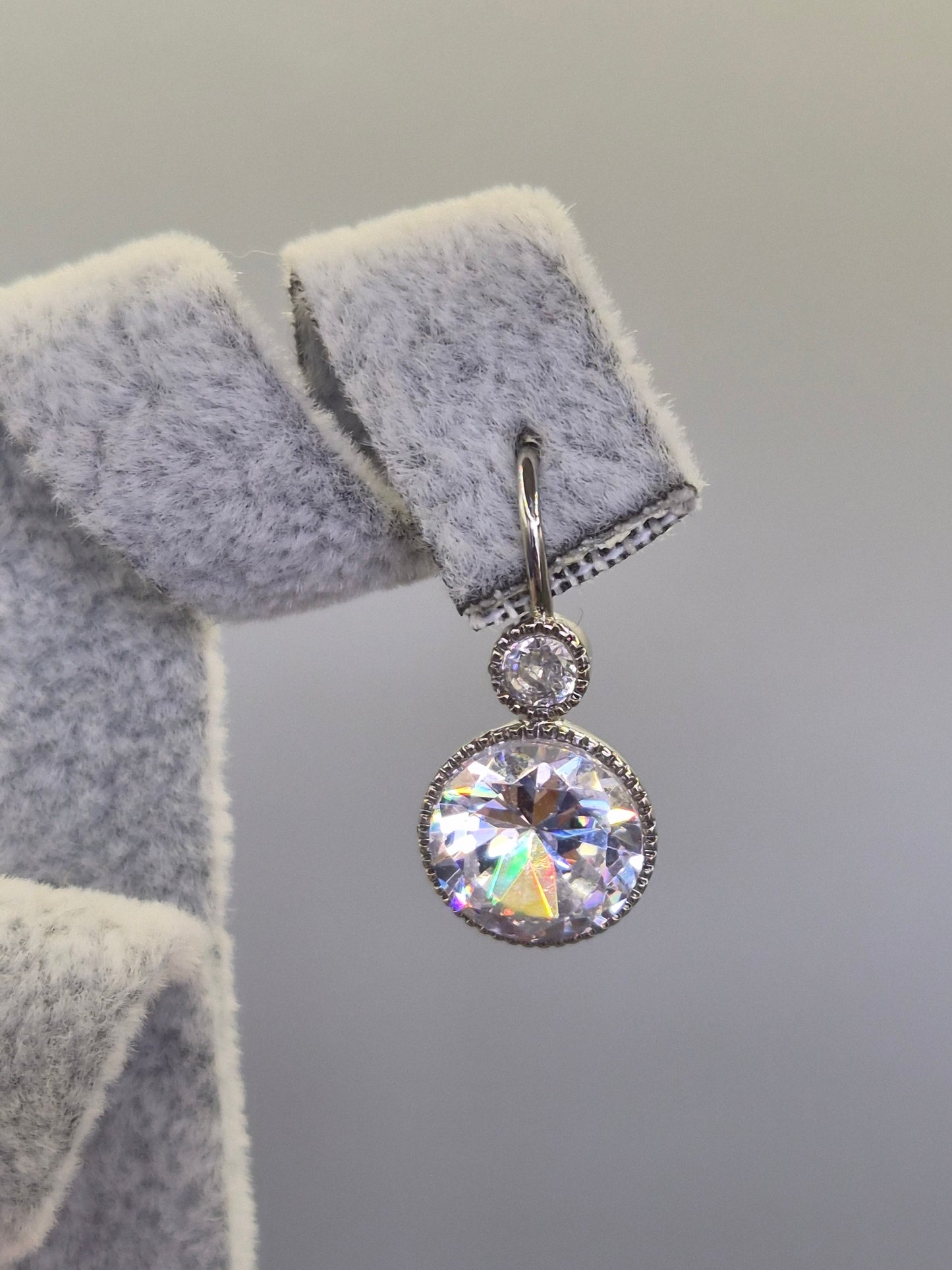 Bezel Set Cubic Zirconia Hook Through Earrings