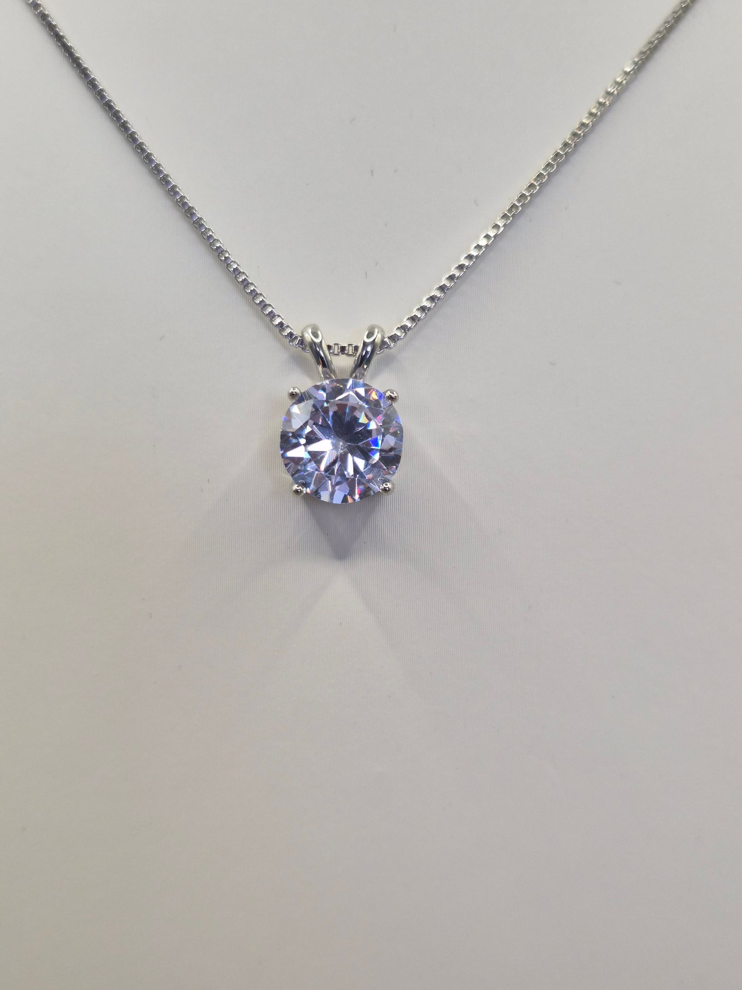 Cubic Zirconia Solitaire Claw Set Pendant