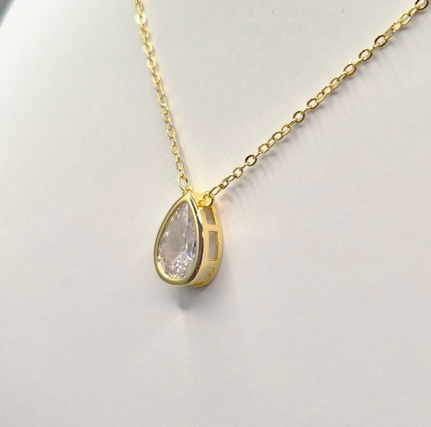 Pear Bezel Yellow Set Cubic Zirconia Pendant