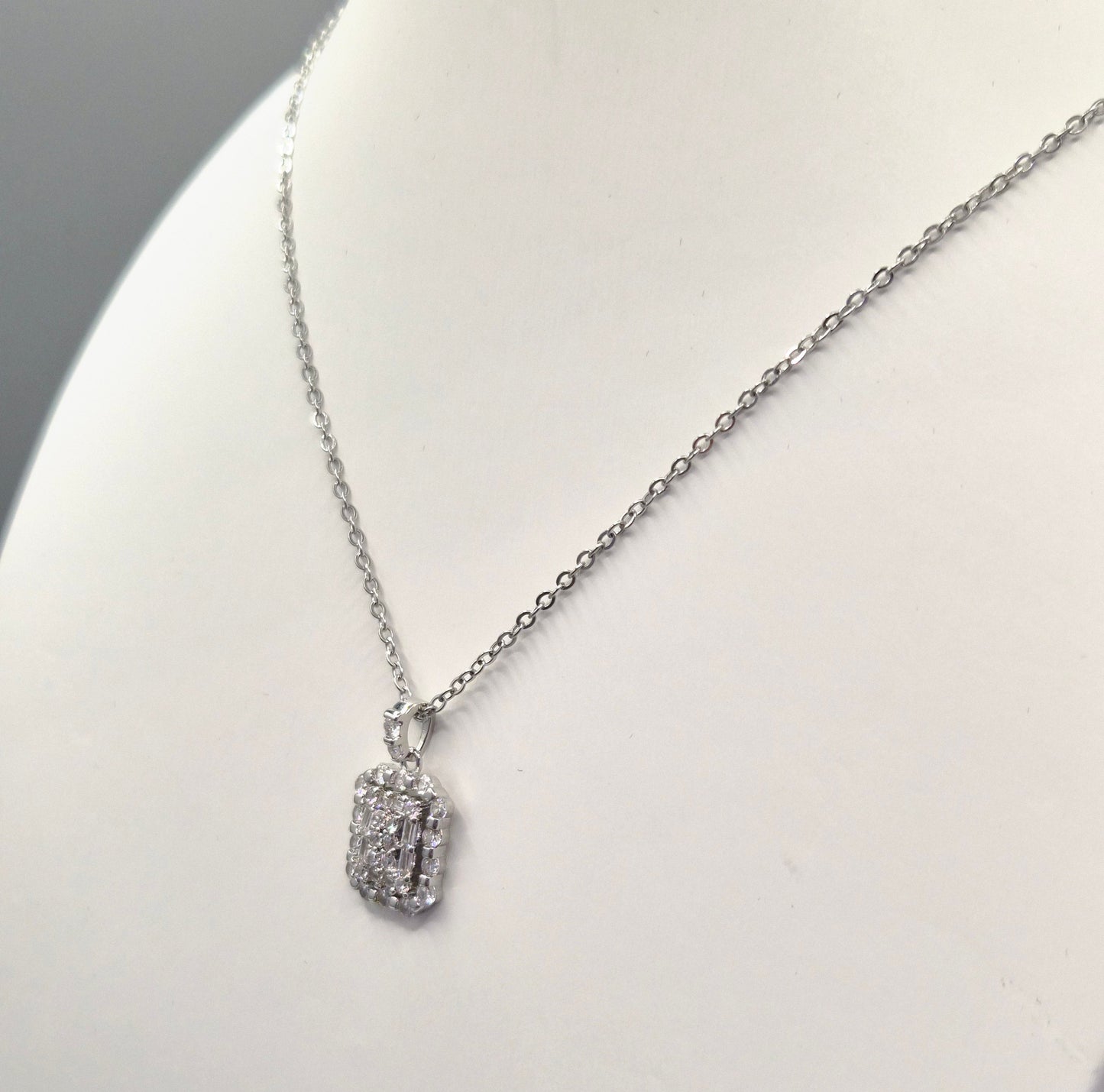 Baguette & Round Cubic Zirconia Pendant