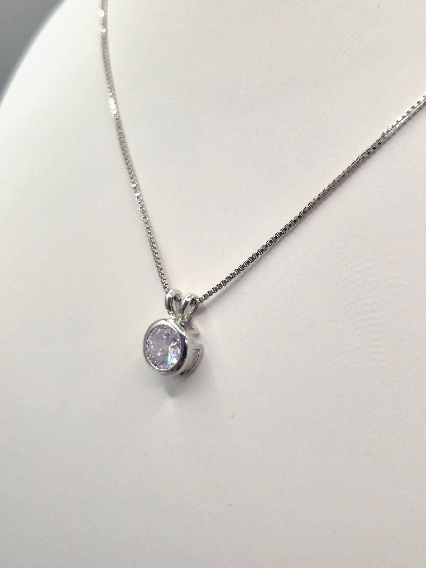 Besel Set Solitaire Cubic Zirconia Pendant