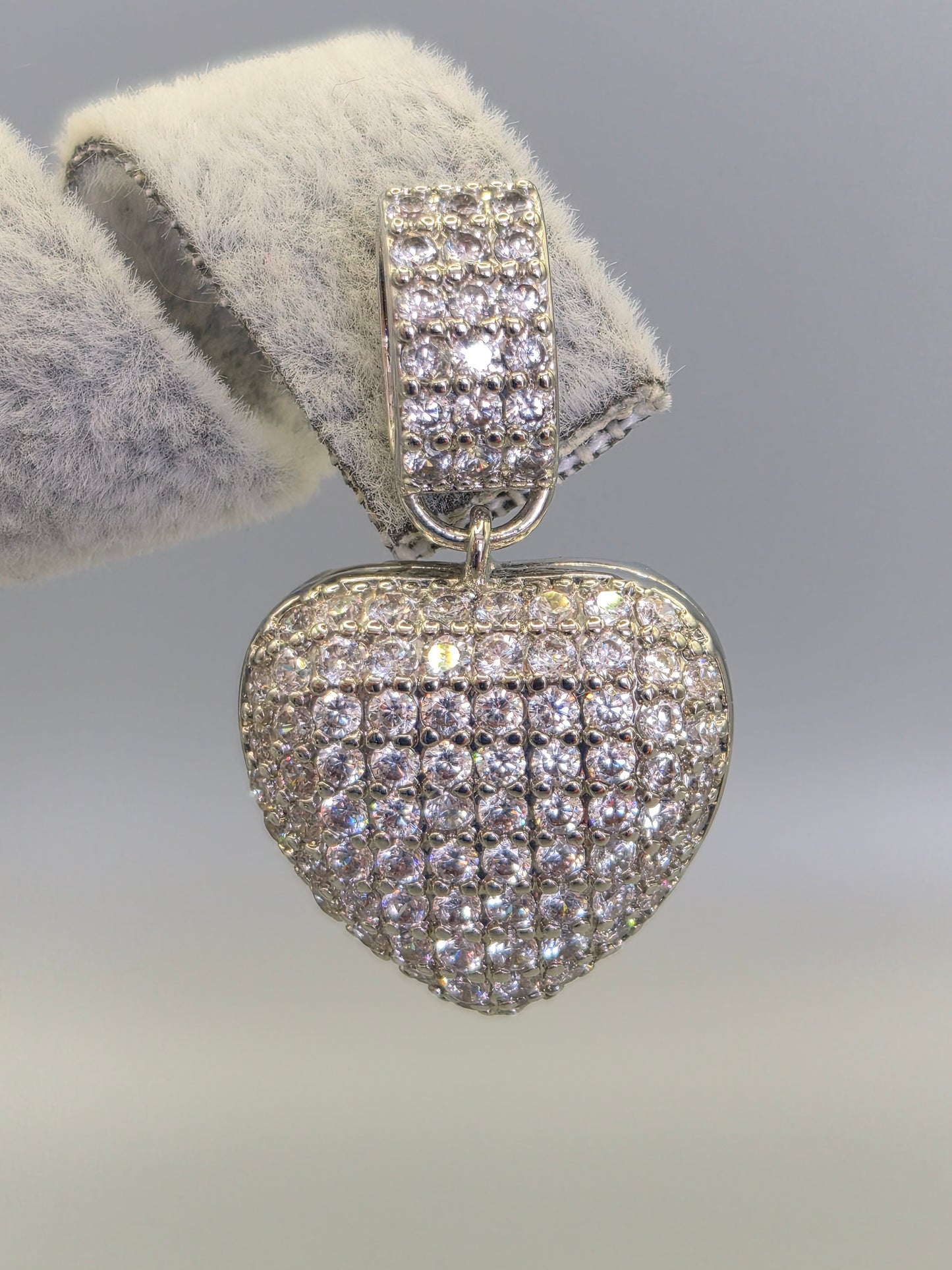 Pave Set Heart Cubic Zirconia Stud Earrings