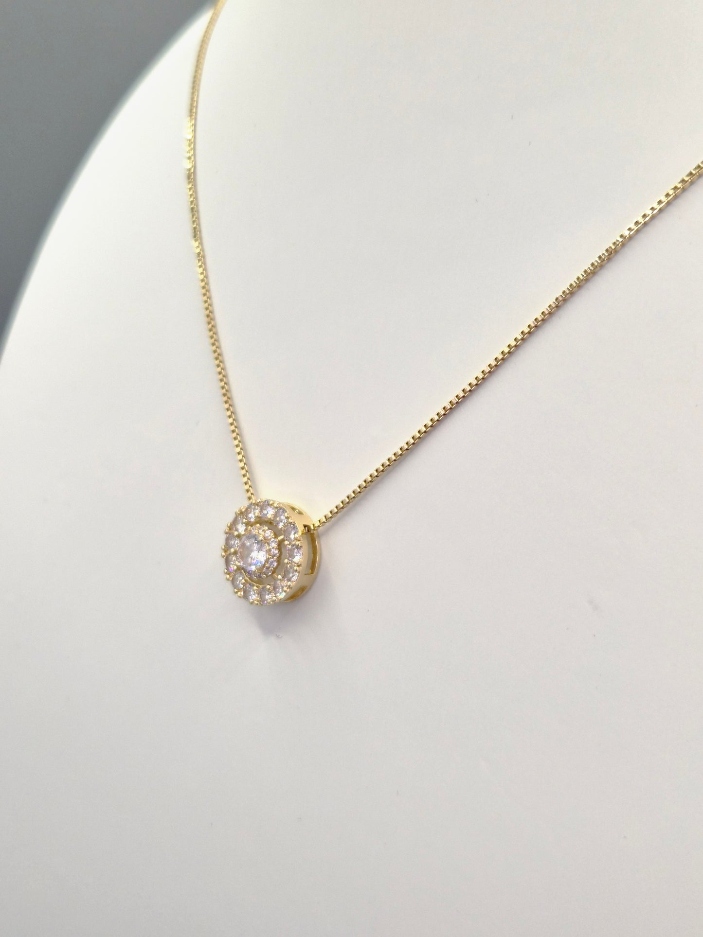 Trilogy Halo Yellow Set Cubic Zirconia Pendant