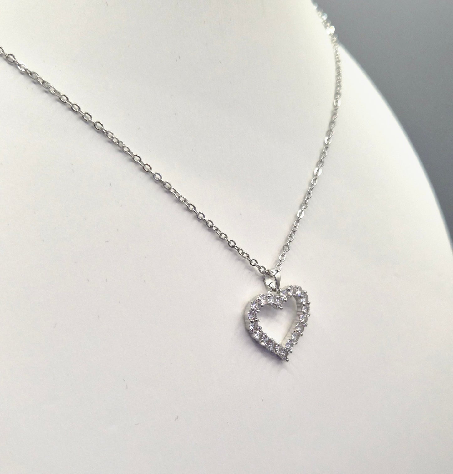 Open Heart Cubic Zirconia Pendant