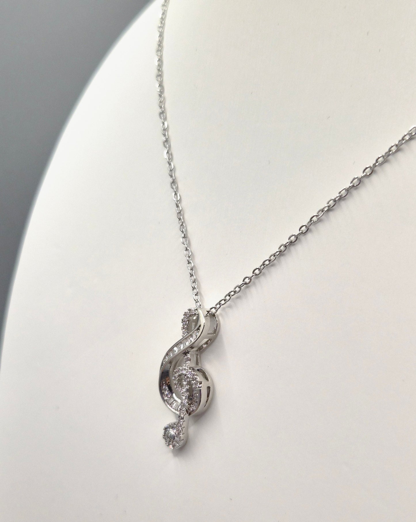 Music Note Cubic Zirconia Pendant