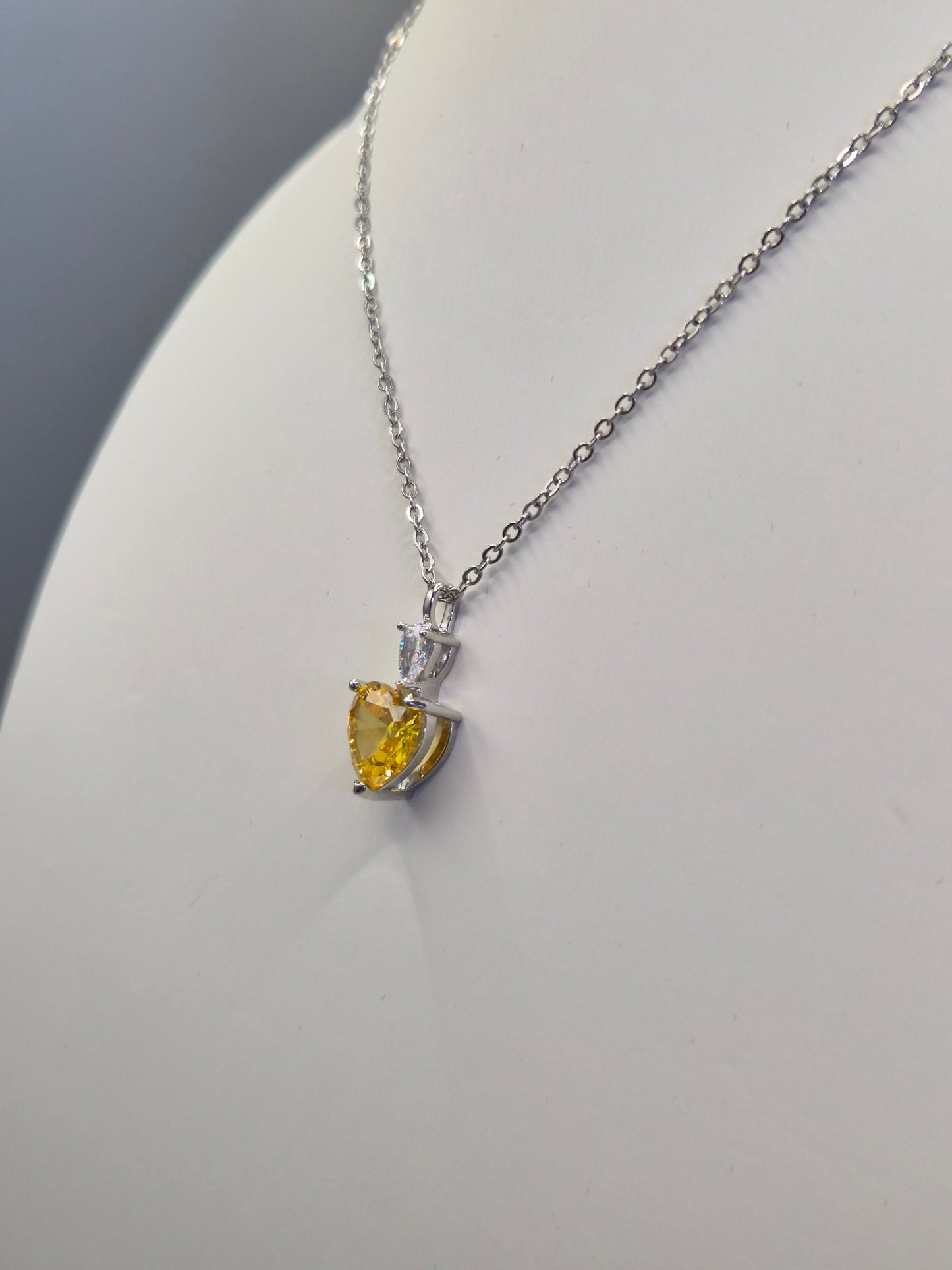 Yellow Heart & Pear Cubic Zirconia Pendant