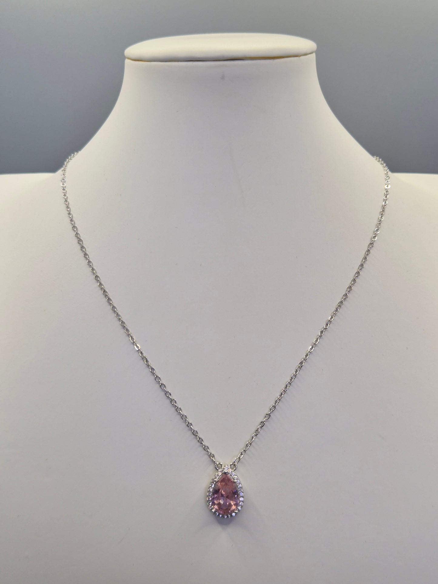 Pink Pear & Round Cubic Zirconia Pendant