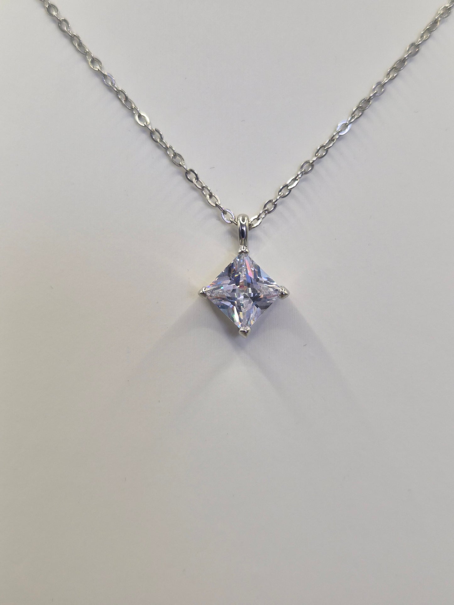 Princess Cut Solitaire Cubic Zirconia Pendant