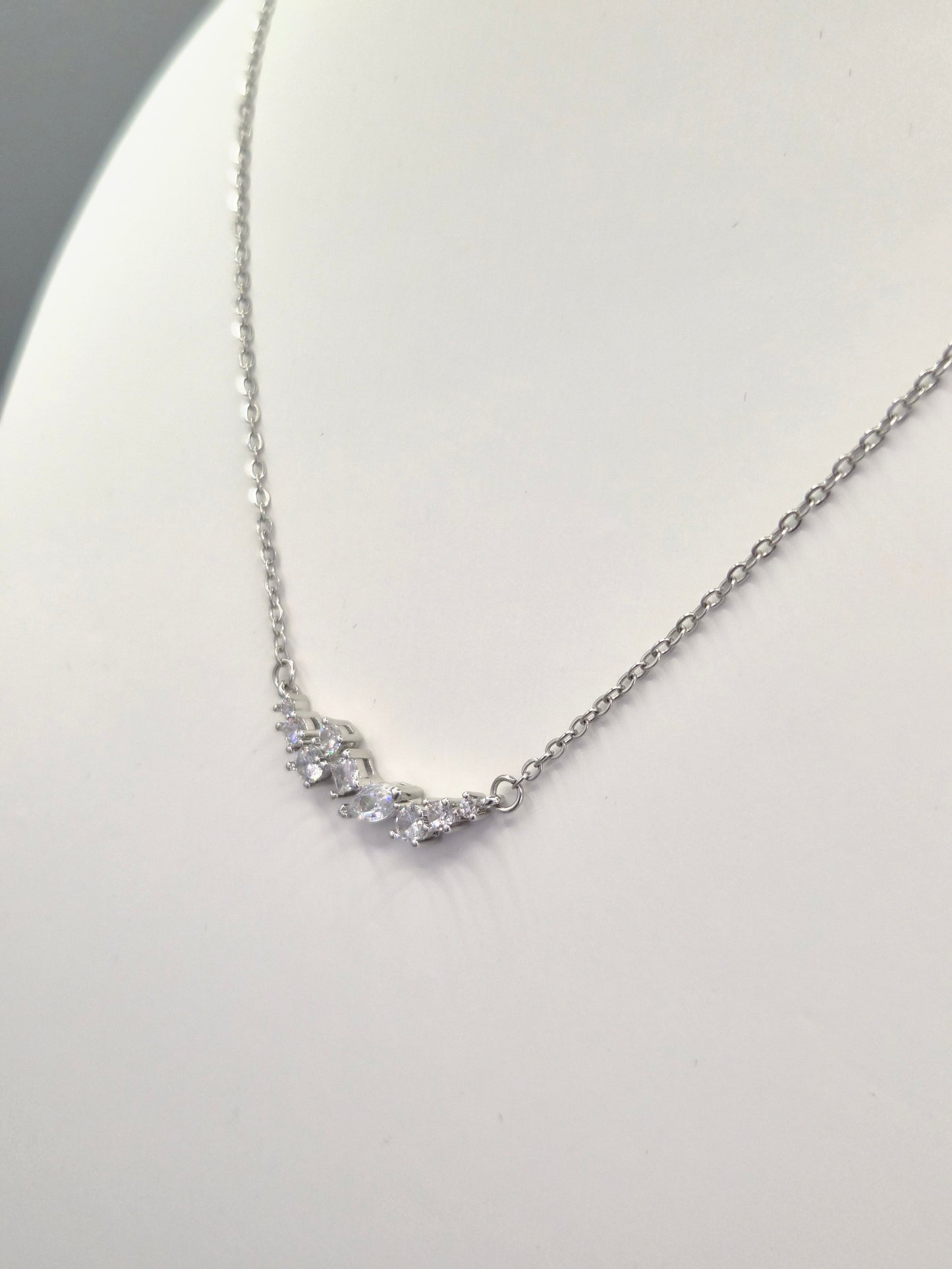 Curved Marquise, Round & Princess Cut Cubic Zirconia Pendant