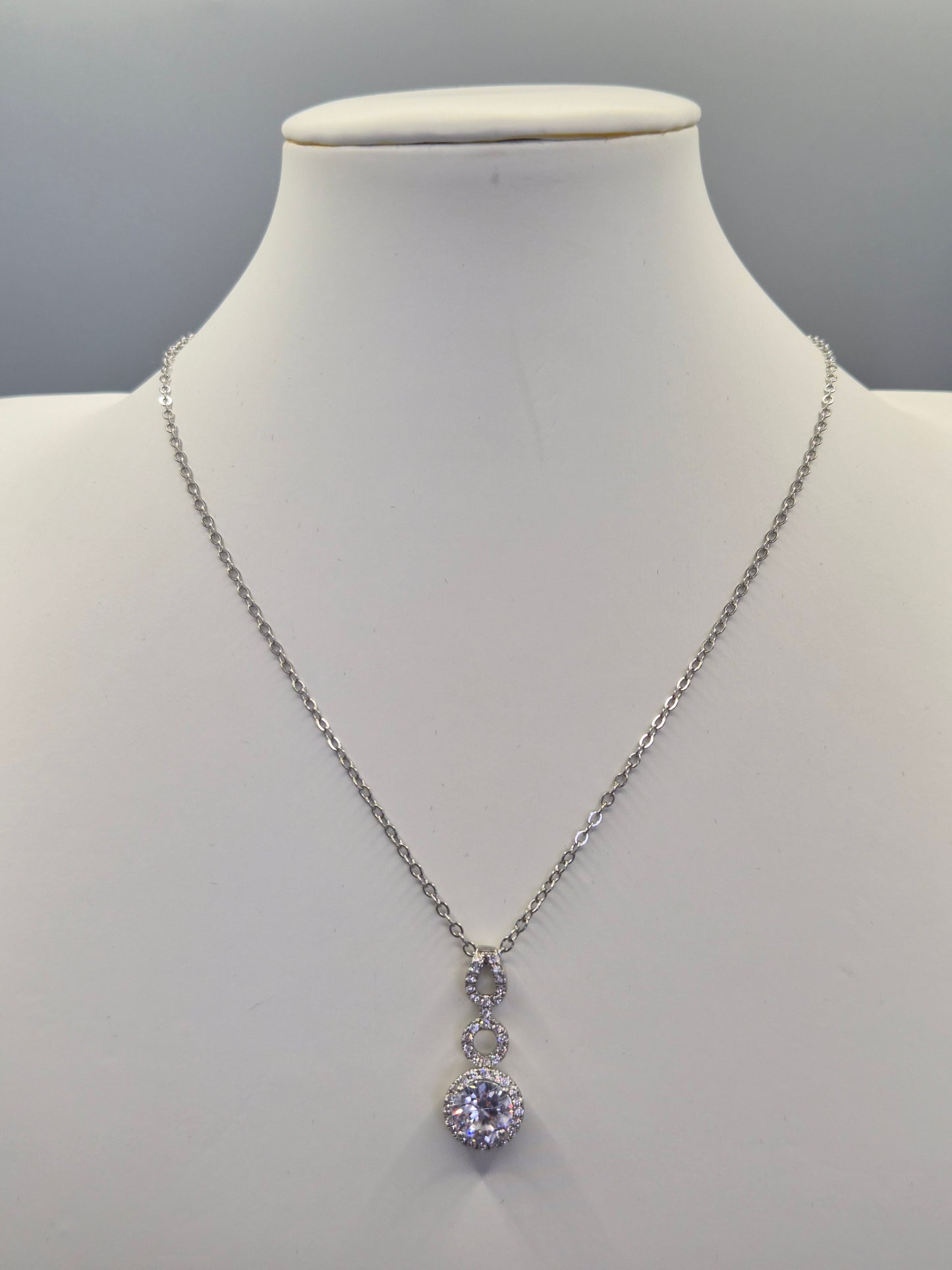 Double Loop & Halo Cubic Zirconia Pendant