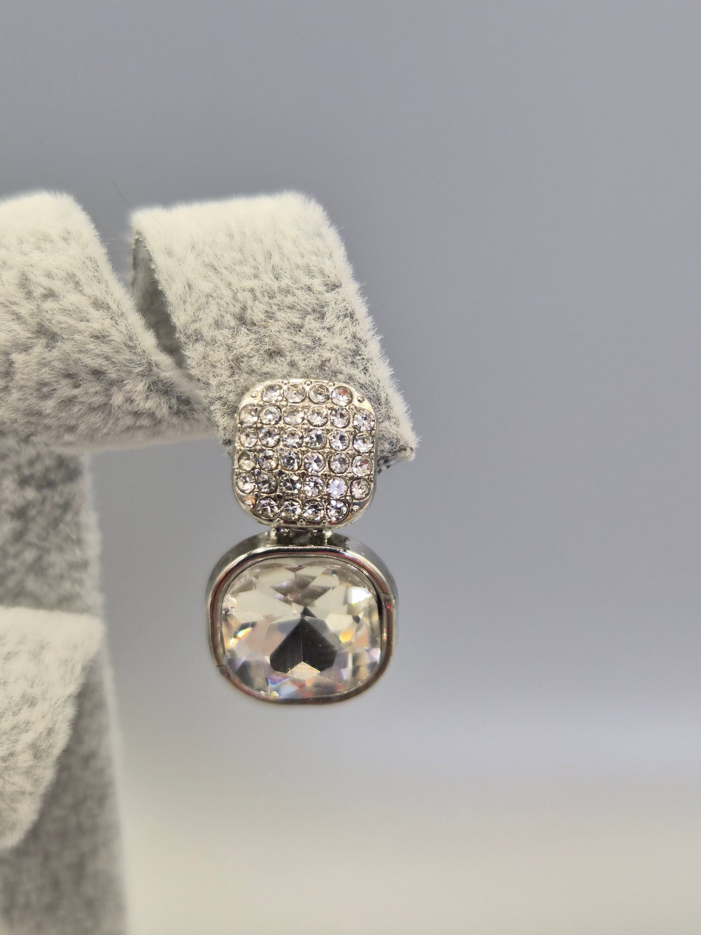 Cushion Bezel Set Cubic Zirconia Drop Earrings