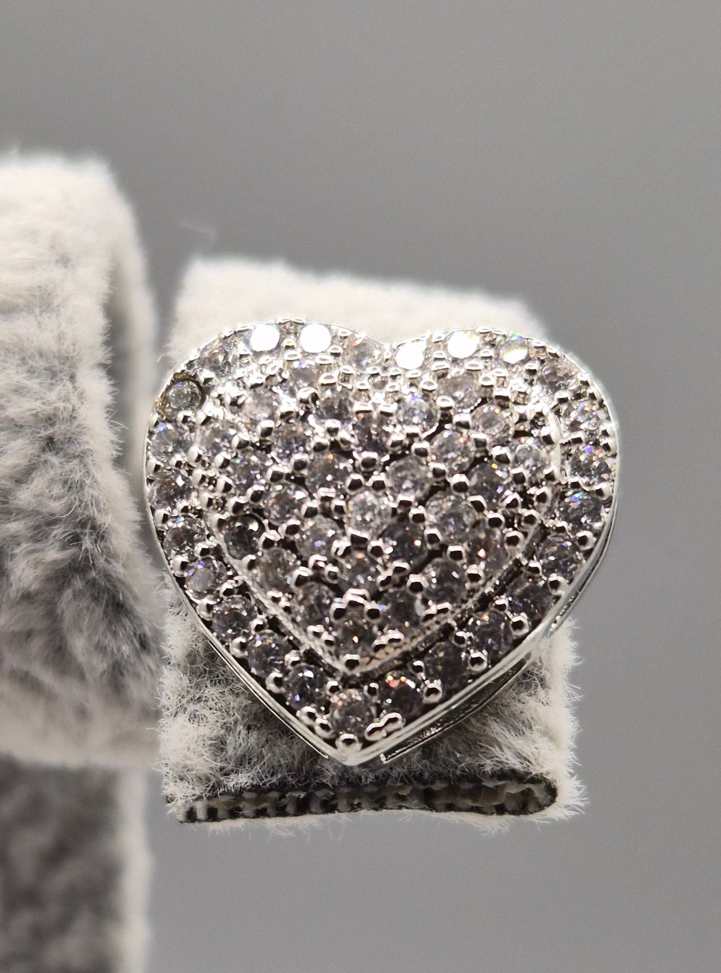 Full Heart Cubic Zirconia Stud Earrings