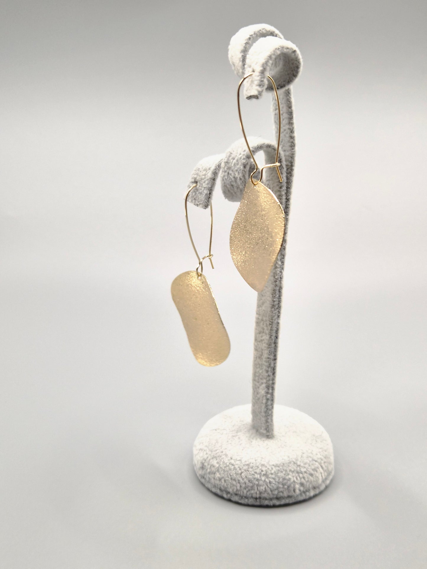 Round Brushed Design Gold Drop Earrings