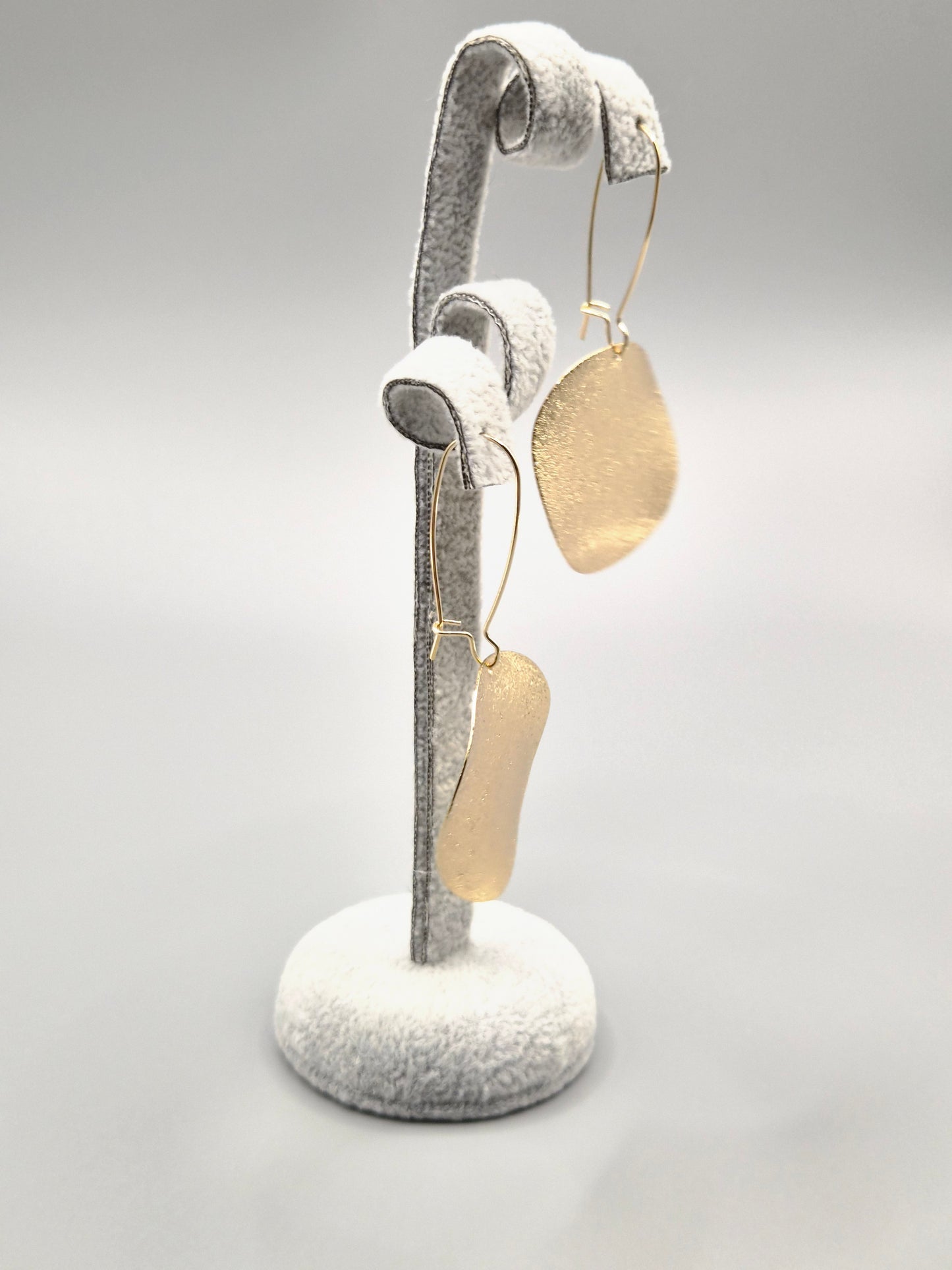 Round Brushed Design Gold Drop Earrings