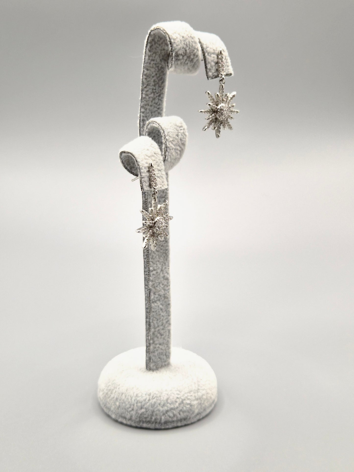 Star Burst Cubic Zirconia Drop Earrings