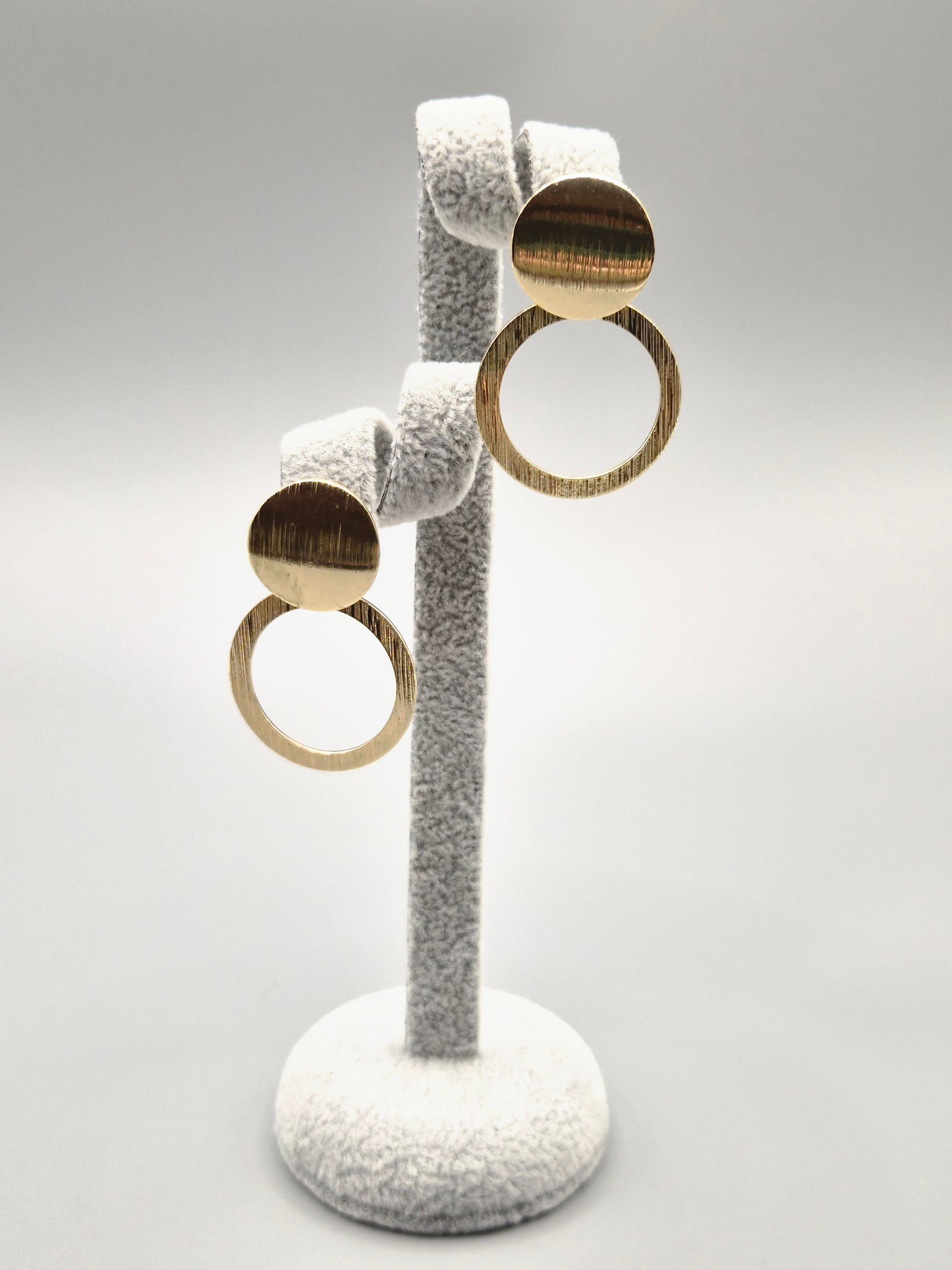 Double Full & Open Circle Gold Drop Earrings