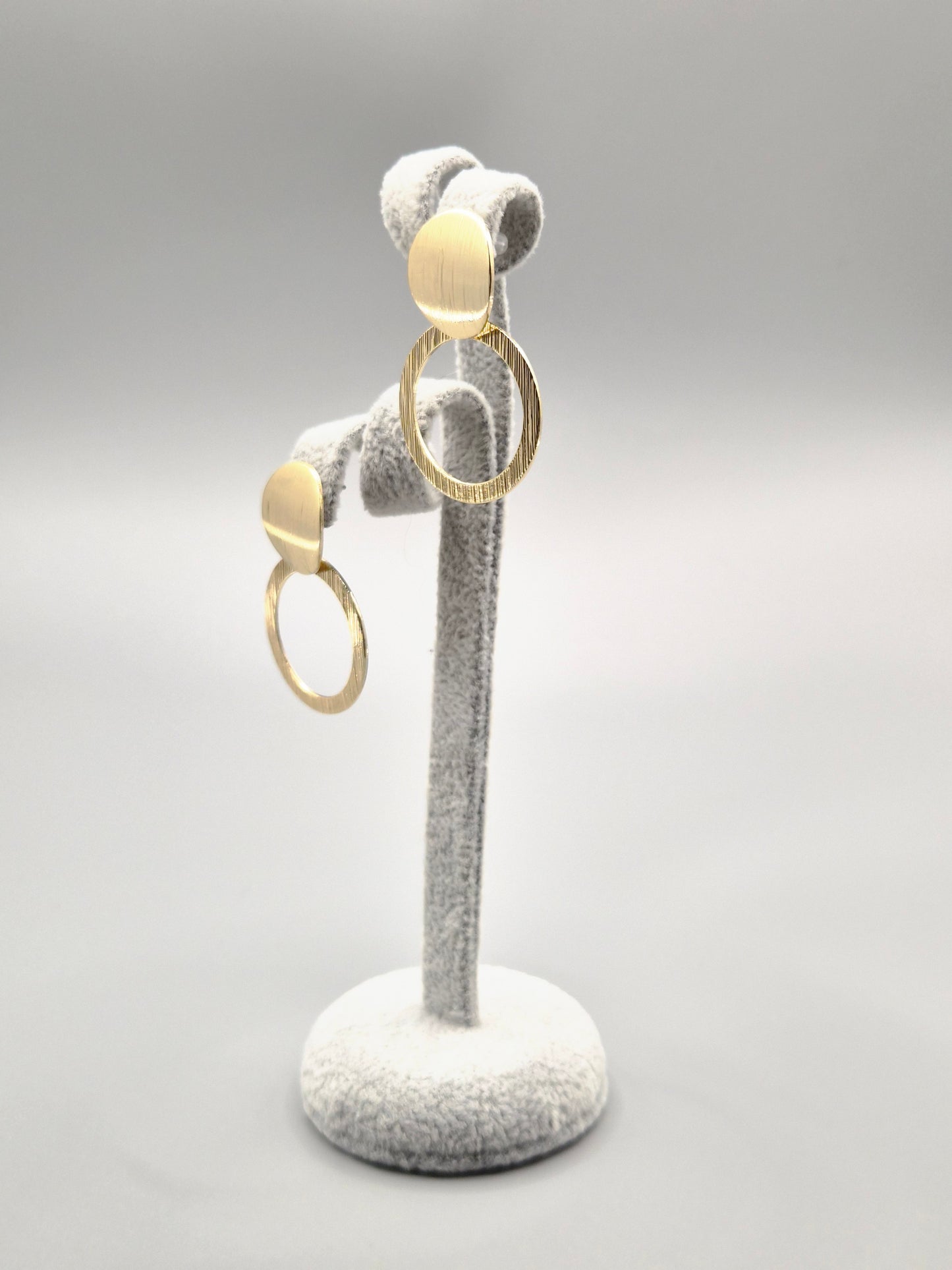 Double Full & Open Circle Gold Drop Earrings