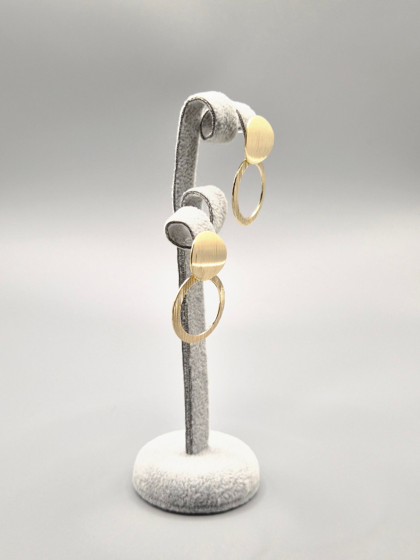 Double Full & Open Circle Gold Drop Earrings