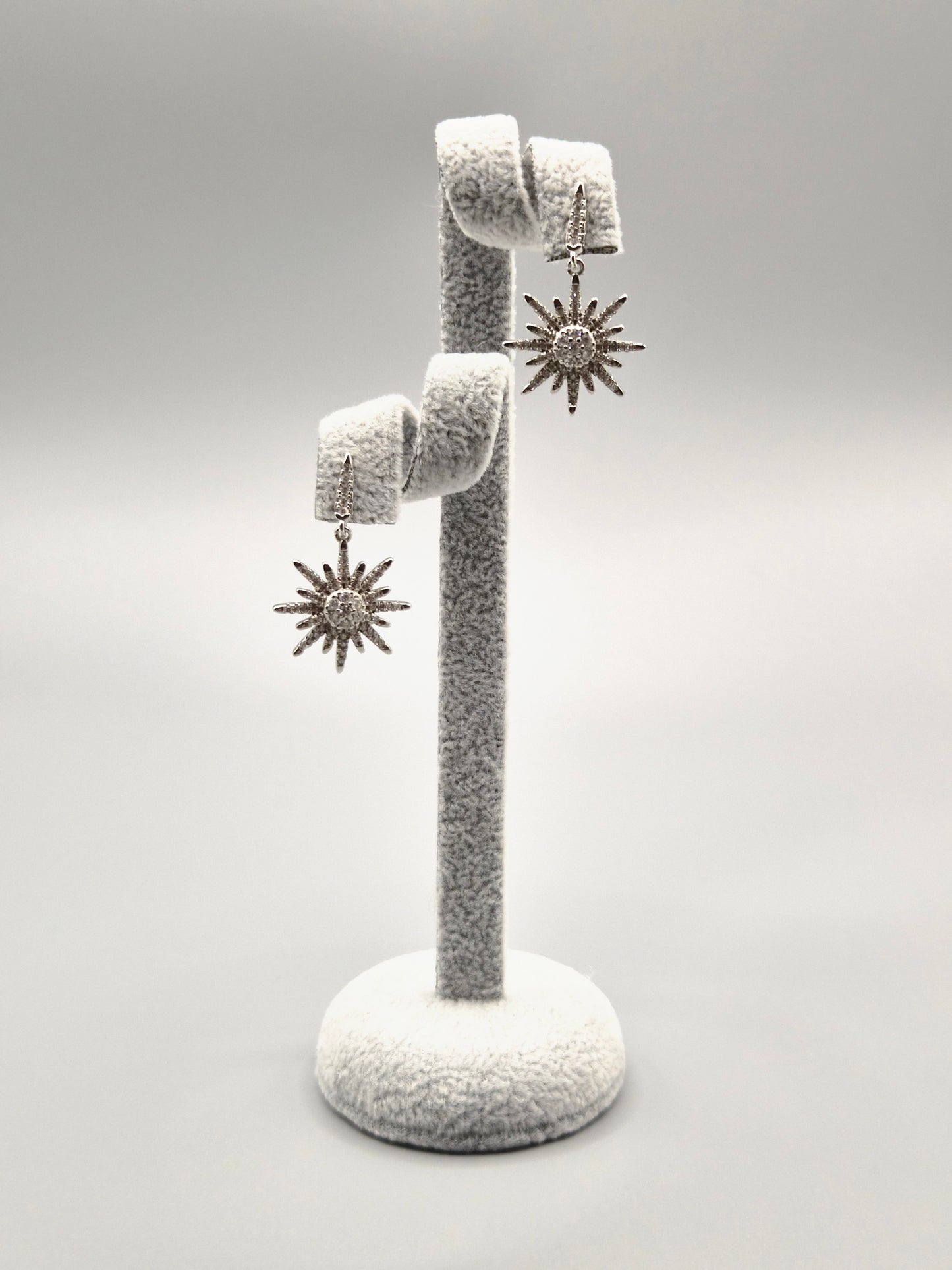 Star Burst Cubic Zirconia Drop Earrings