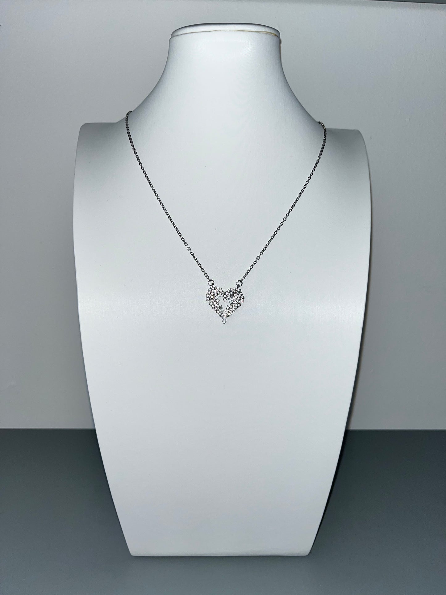 Open Filigree Heart Cubic Zirconia Pendant