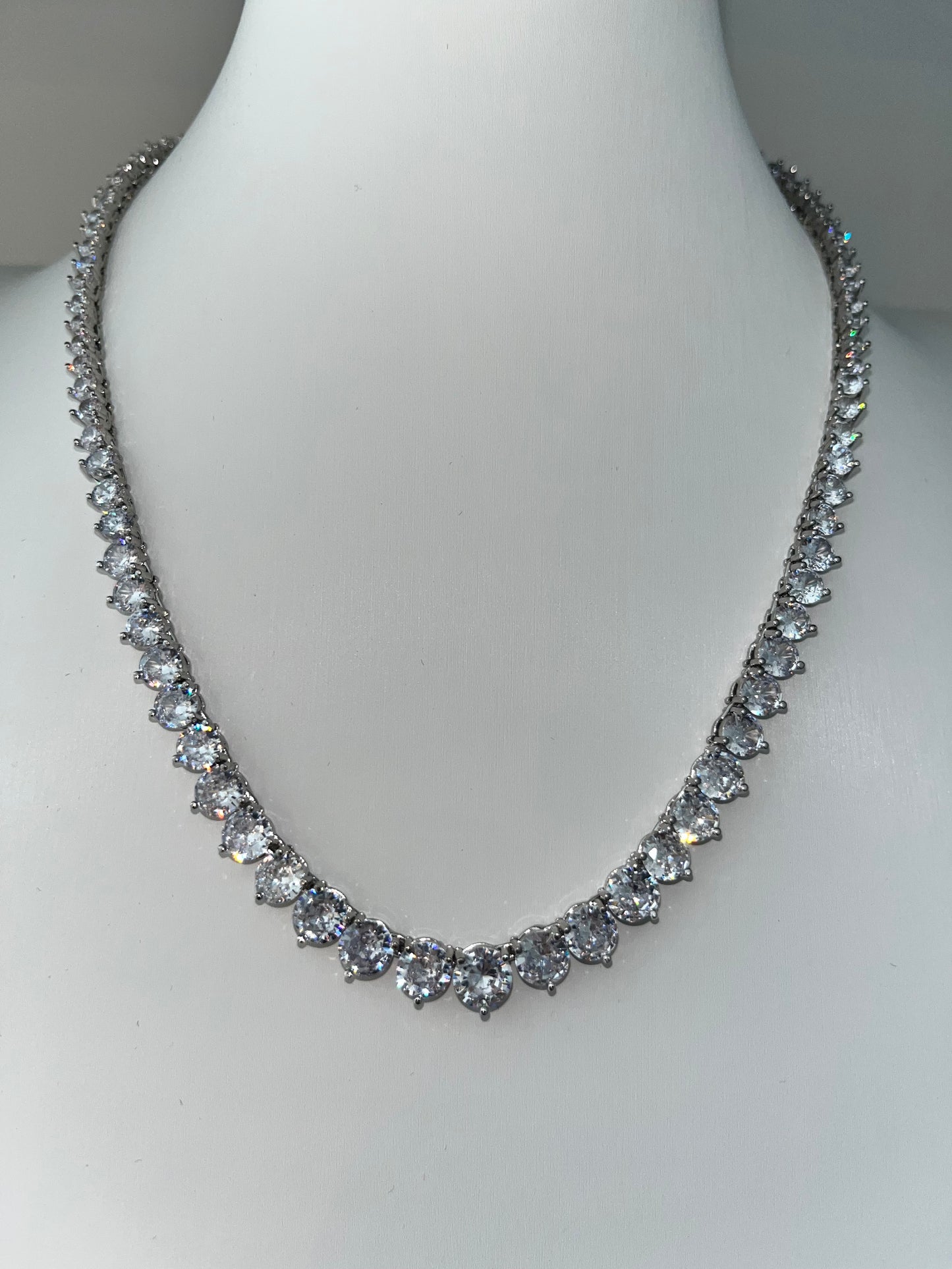 Graduated Cubic Zirconia Line Necklace