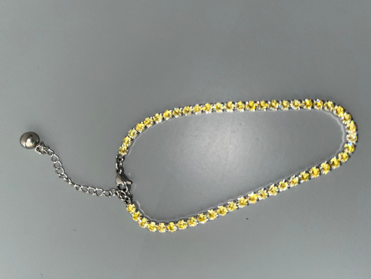 Yellow Cubic Zirconia Bracelet, with Extender Chain