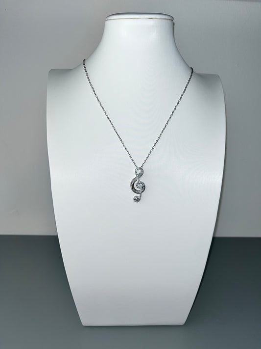 Music Note Cubic Zirconia Pendant