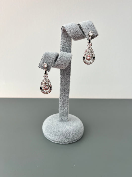 Pear Shaped Cubic Zirconia Drop Earrings