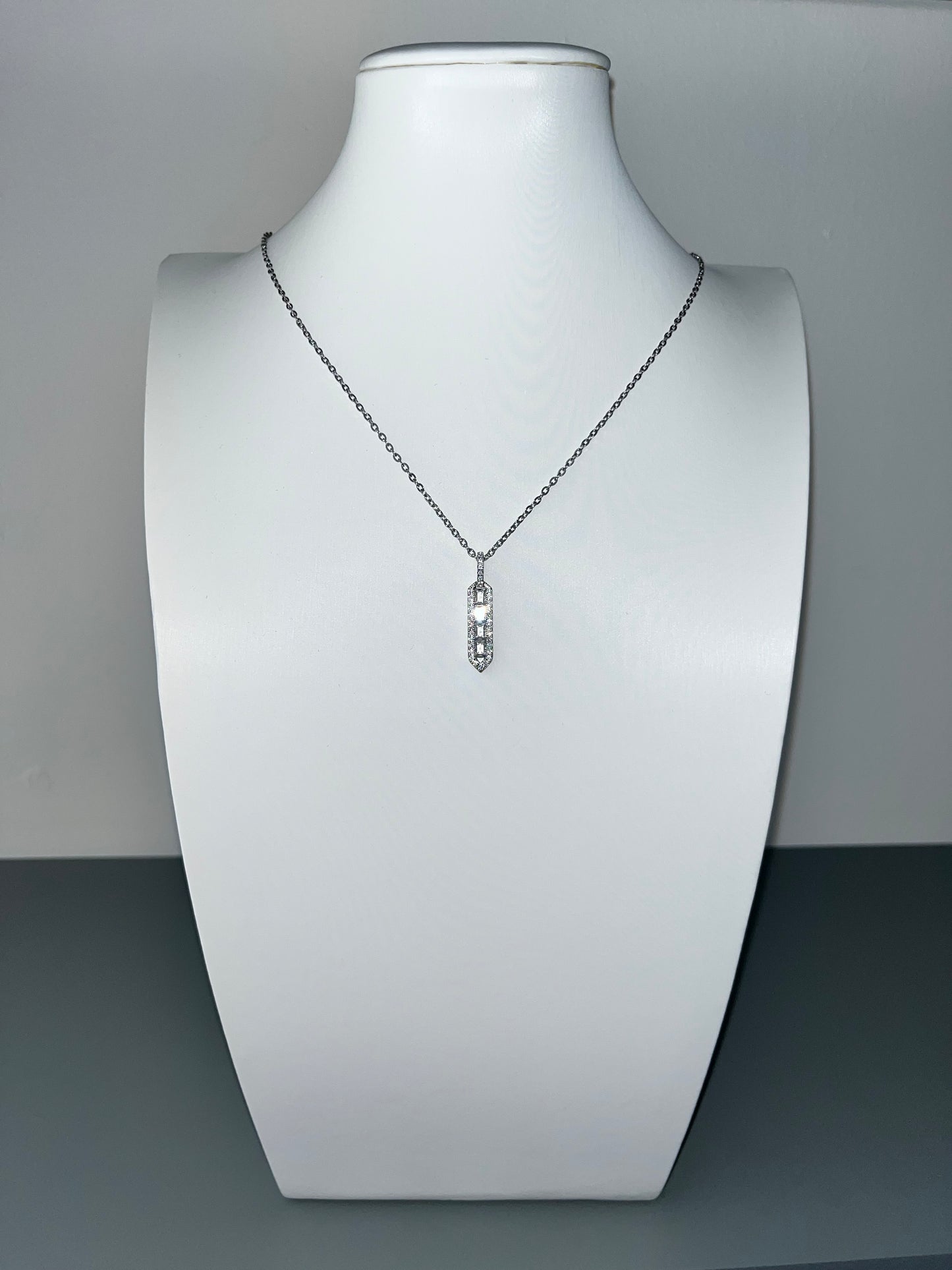 Pillar Drop Cubic Zirconia Pendant