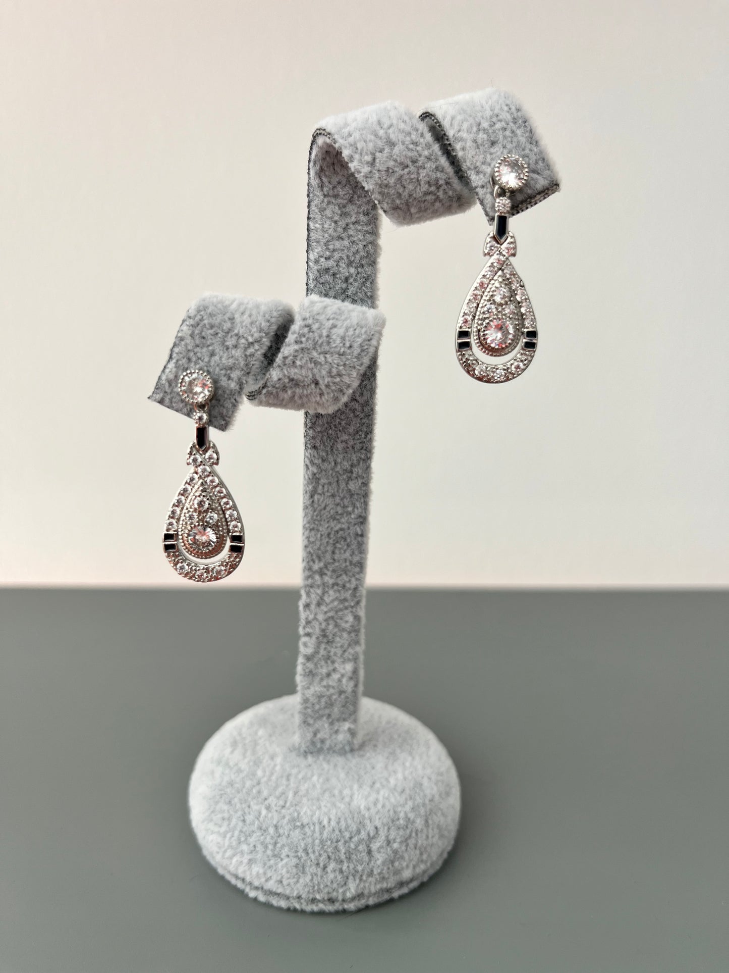 Pear Shaped Cubic Zirconia Drop Earrings