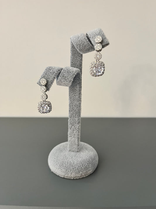 Quadruple Cubic Zirconia Drop Earrings