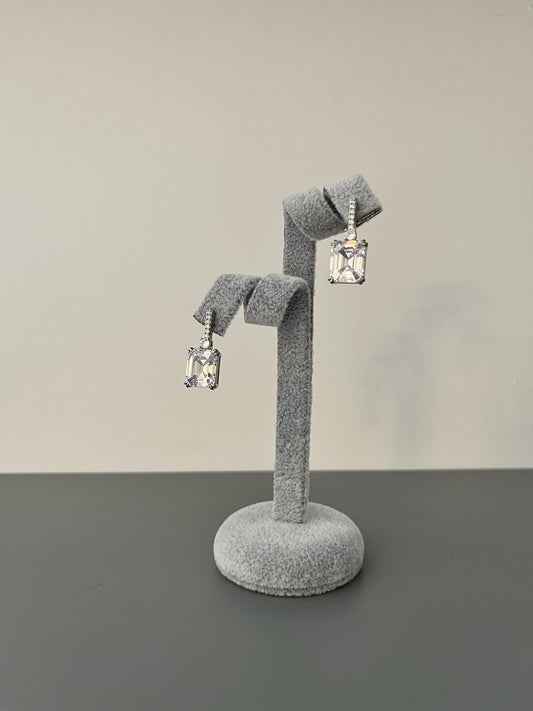 Emerald Cut Cubic Zirconia Drop Earrings