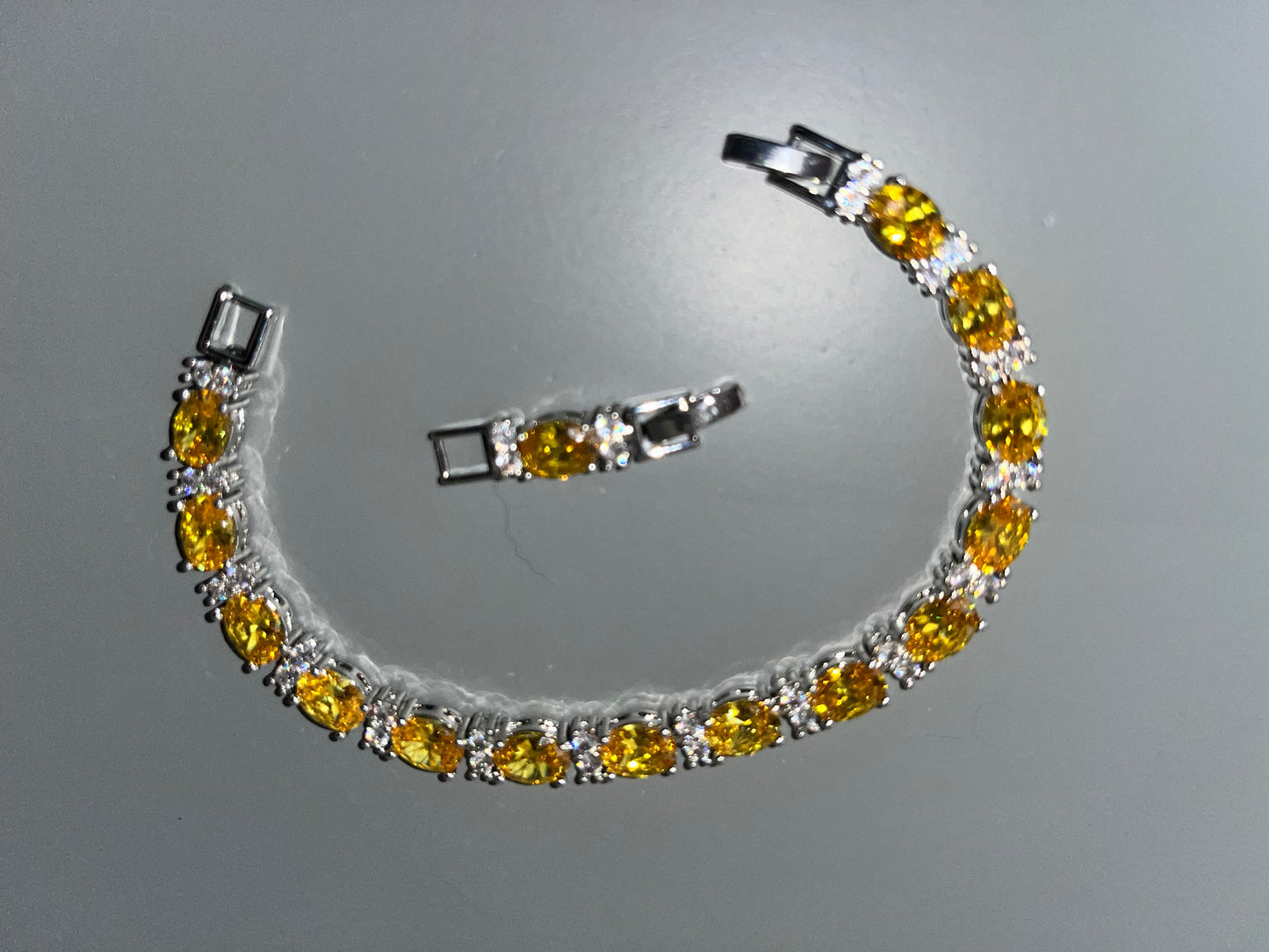 Oval Citrine & Cubic Zirconia Bracelet