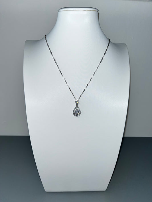 Pear Drop Halo Cubic Zirconia Pendant