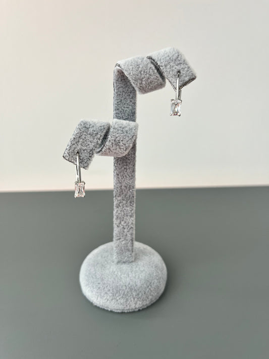 Emerald Cut Cubic Zironia Emerald Hoop Earrings