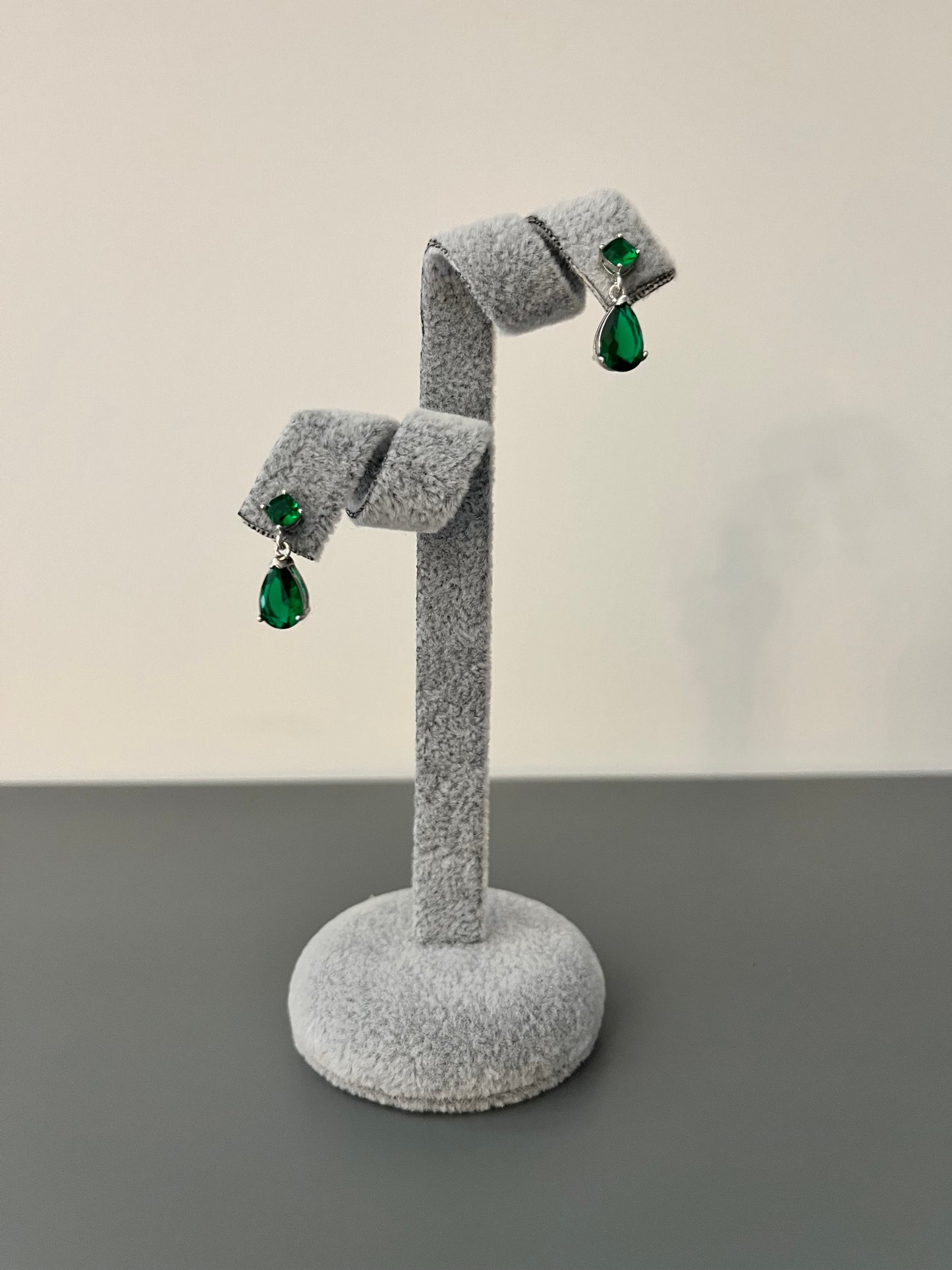 Pear & Round Green Cubic Zirconia Drop Earrings