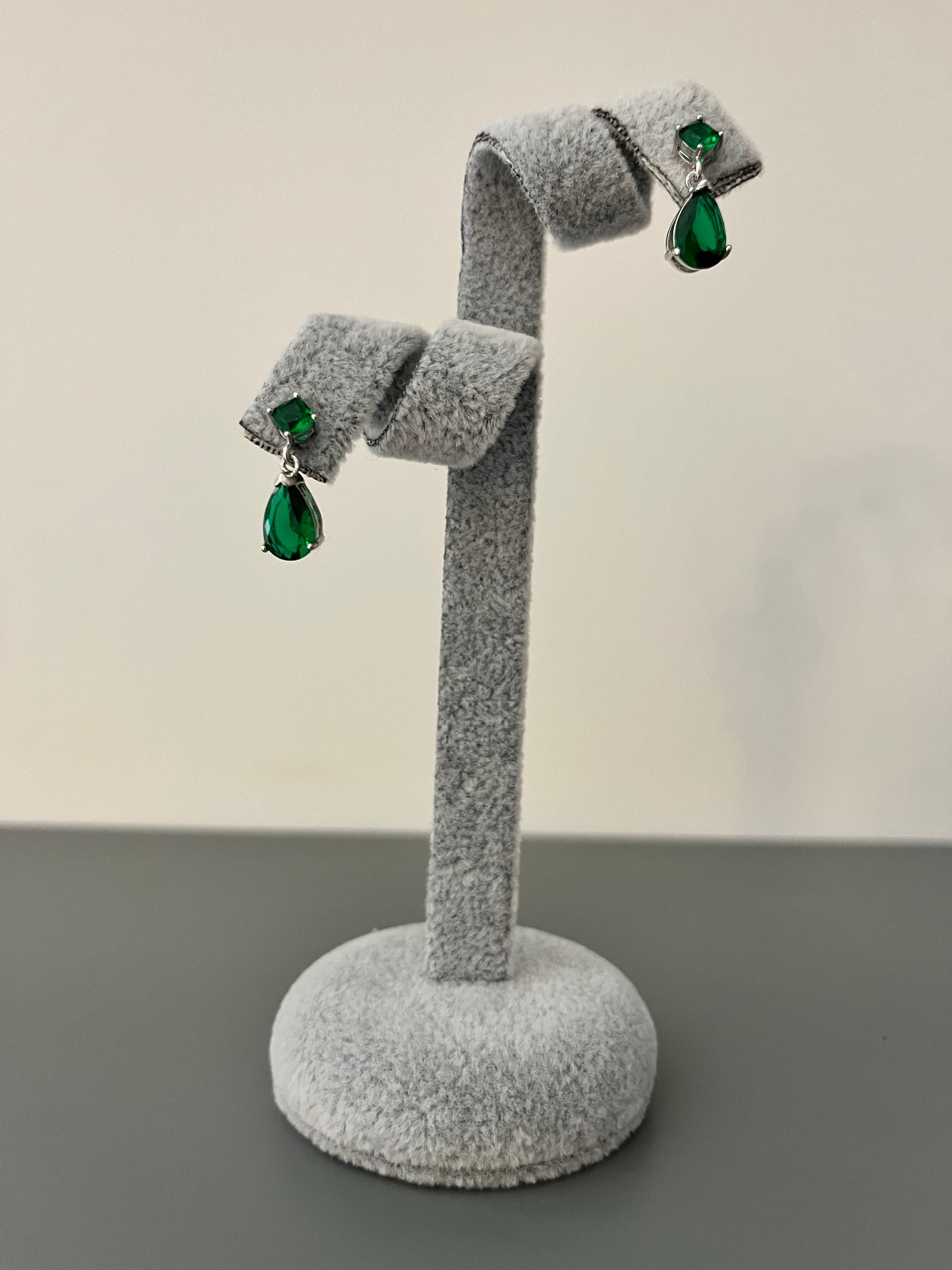 Pear & Round Green Cubic Zirconia Drop Earrings