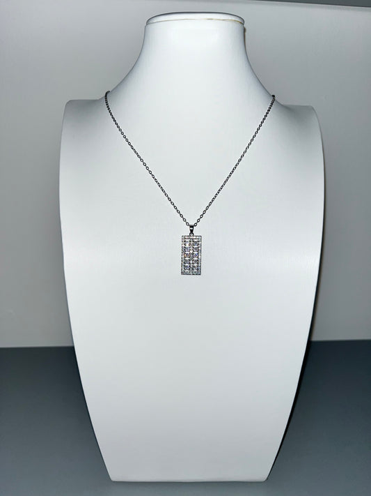 Rectangular Double Row Cubic Zirconia Drop Pendant