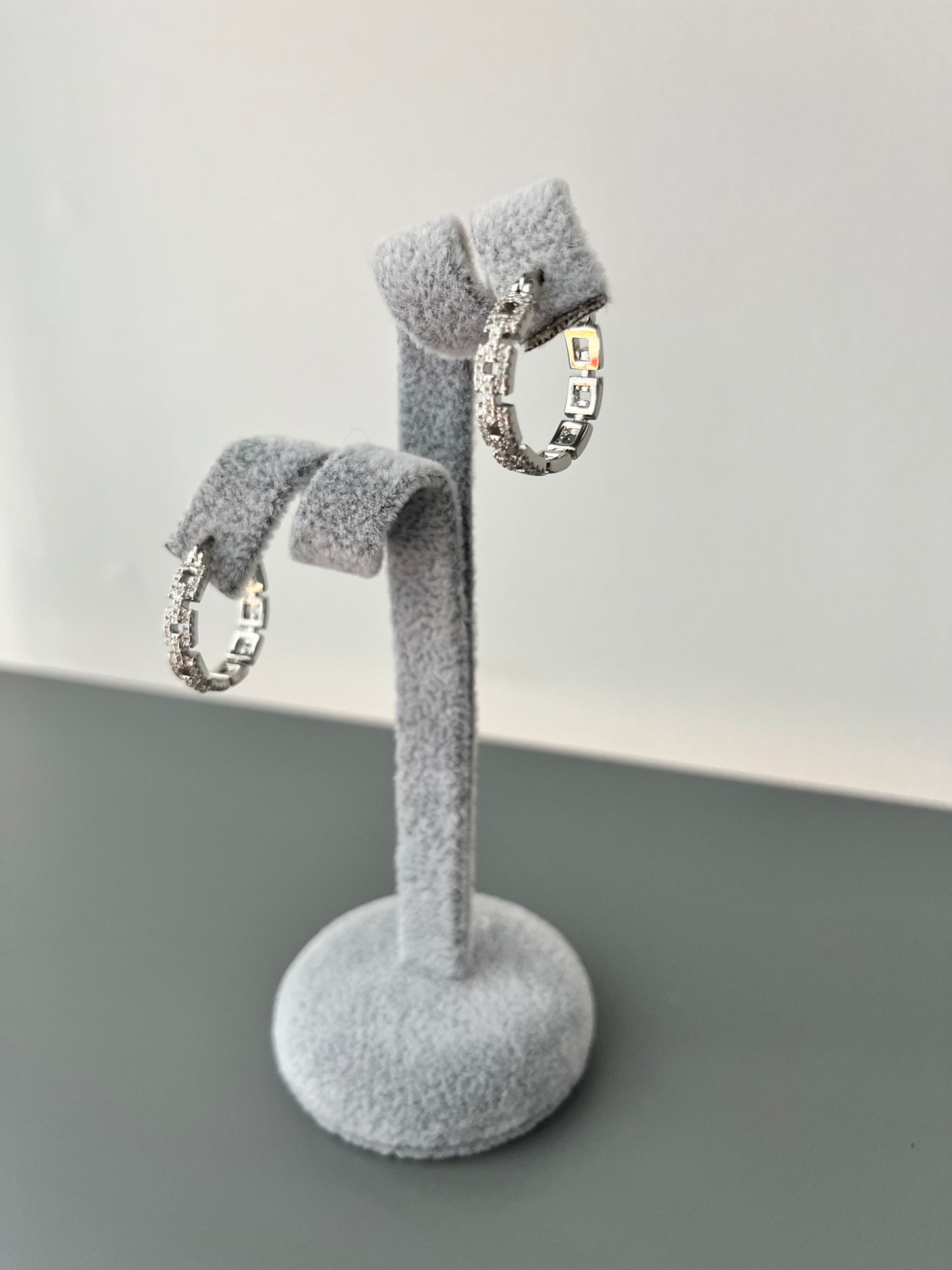 Linked Cubic Zirconia Hoop Earrings