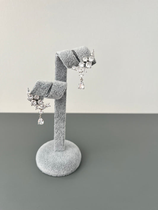 Pear & Round Cubic Zirconia Climber Earrings