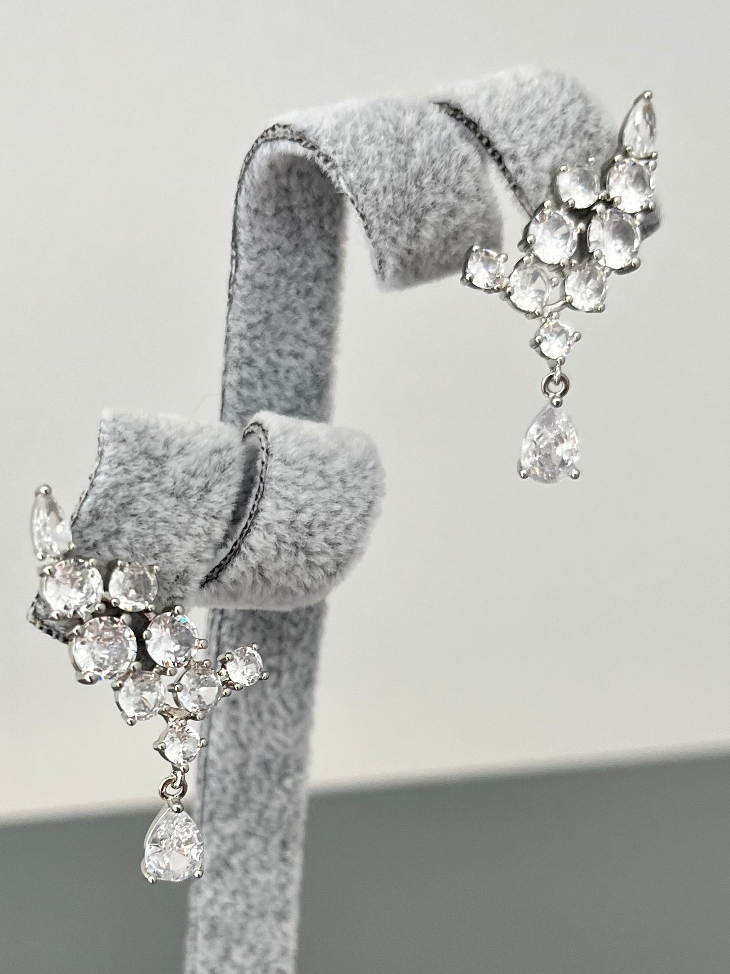 Pear & Round Cubic Zirconia Climber Earrings