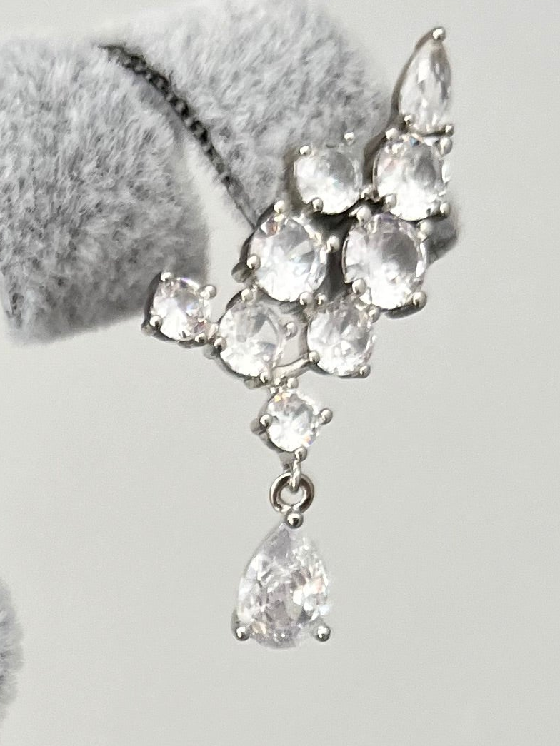 Pear & Round Cubic Zirconia Climber Earrings